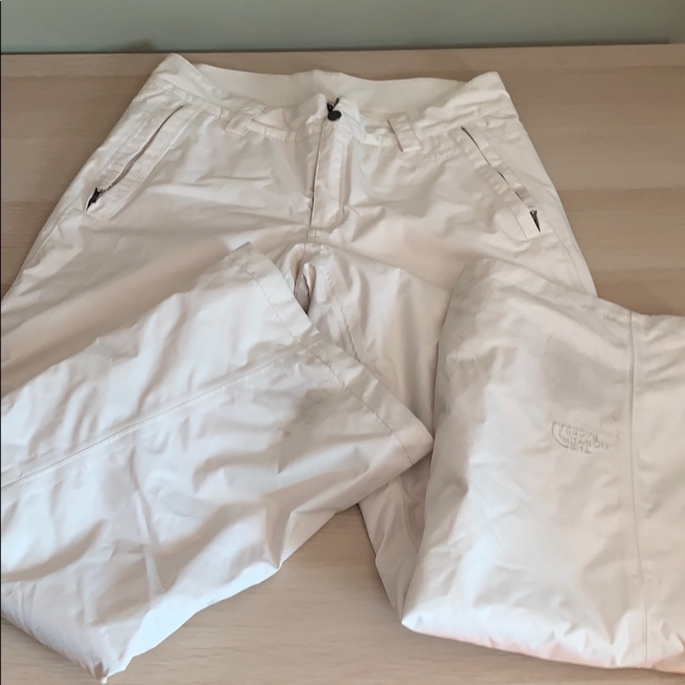 White north face ski pants